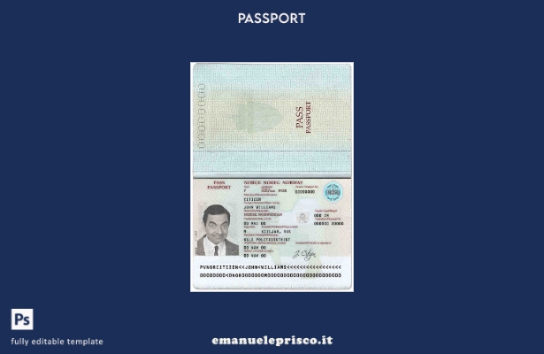 modello di passaporto norvegese in stile verificato